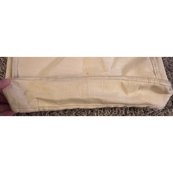 Vintage‎ Linen Peacock Wooden Handle Handbag W/Rhinestones 10"x13x3" - Picture 9 of 13